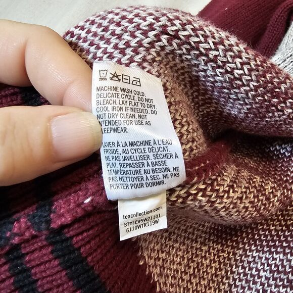 Tea Collection Full Zip High Collar Sweater Boy's Size 6/7 in Maroon and Gray - Picture 5 of 12